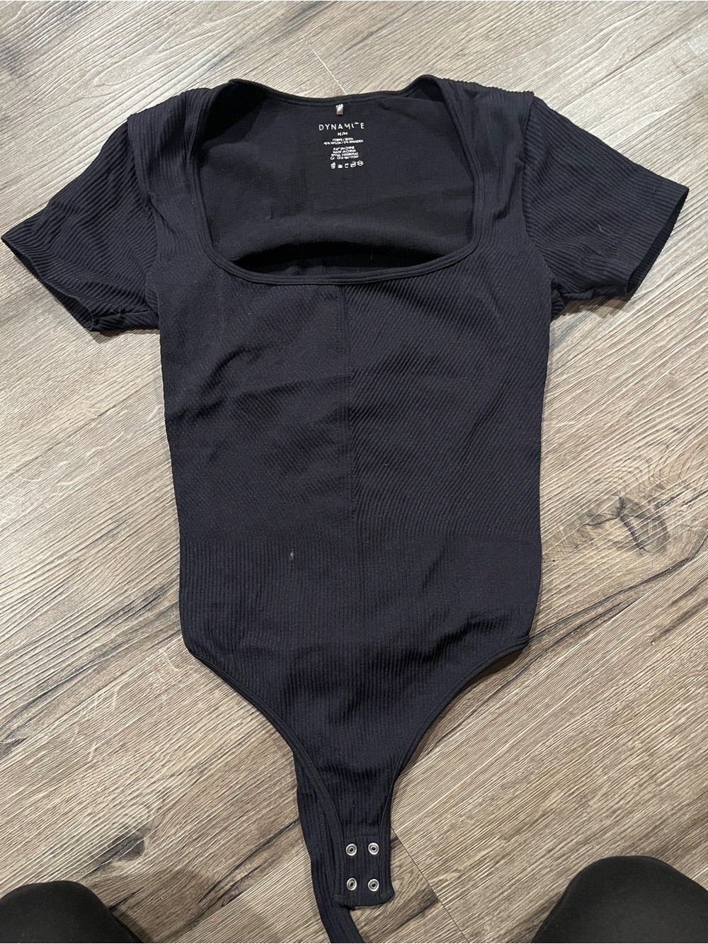 Dynamite Kids Black Ribbed Scoop-Neck Short Sleeve Bodysuit